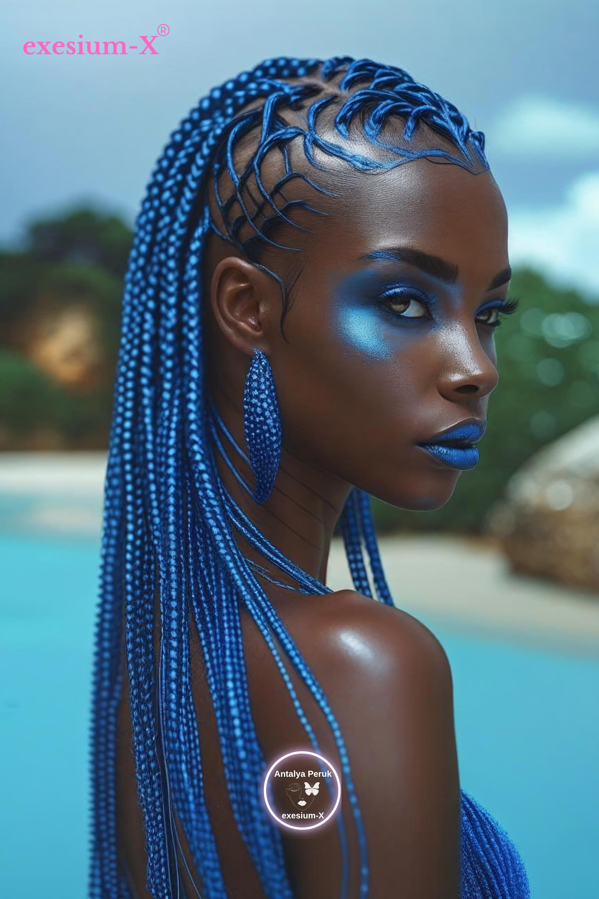 Afrika Örgüsü ve Rasta İçin Sentetik Saç 165 Gr #blue