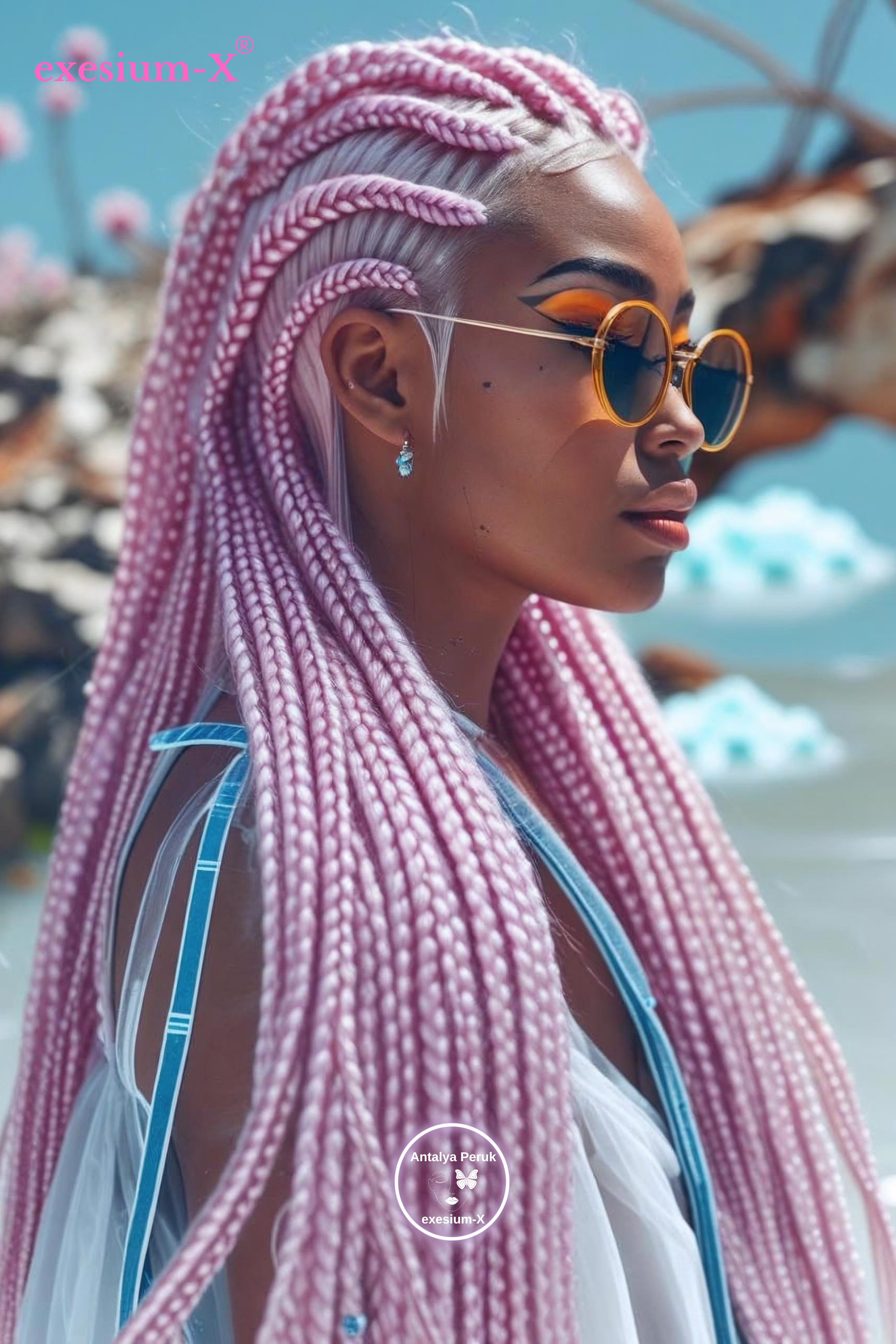 Afrika Örgüsü ve Rasta İçin Sentetik Saç 165 Gr Pink2