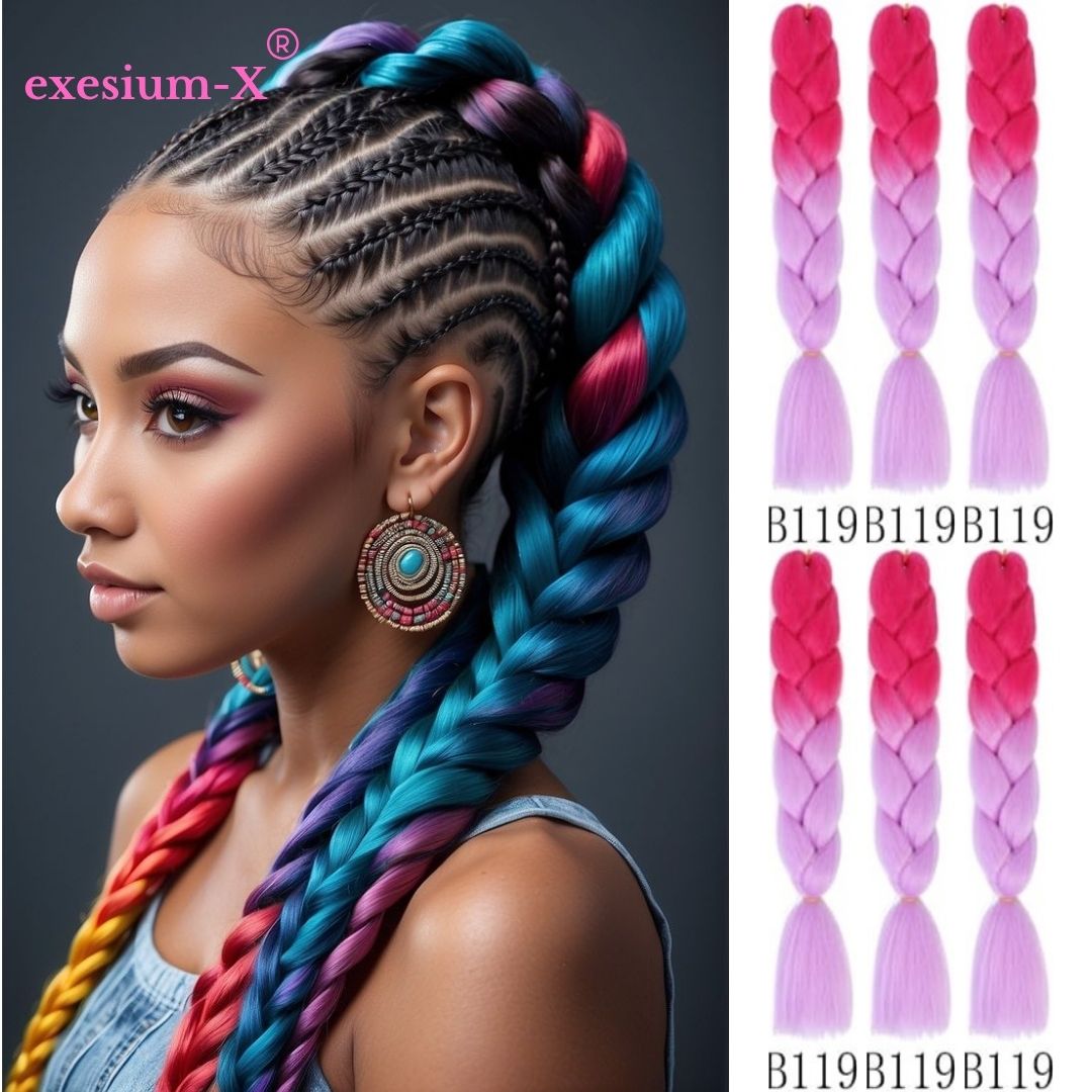 Afrika Örgüsü ve Rasta İçin Sentetik Saç PEMBE - LİLA #B119