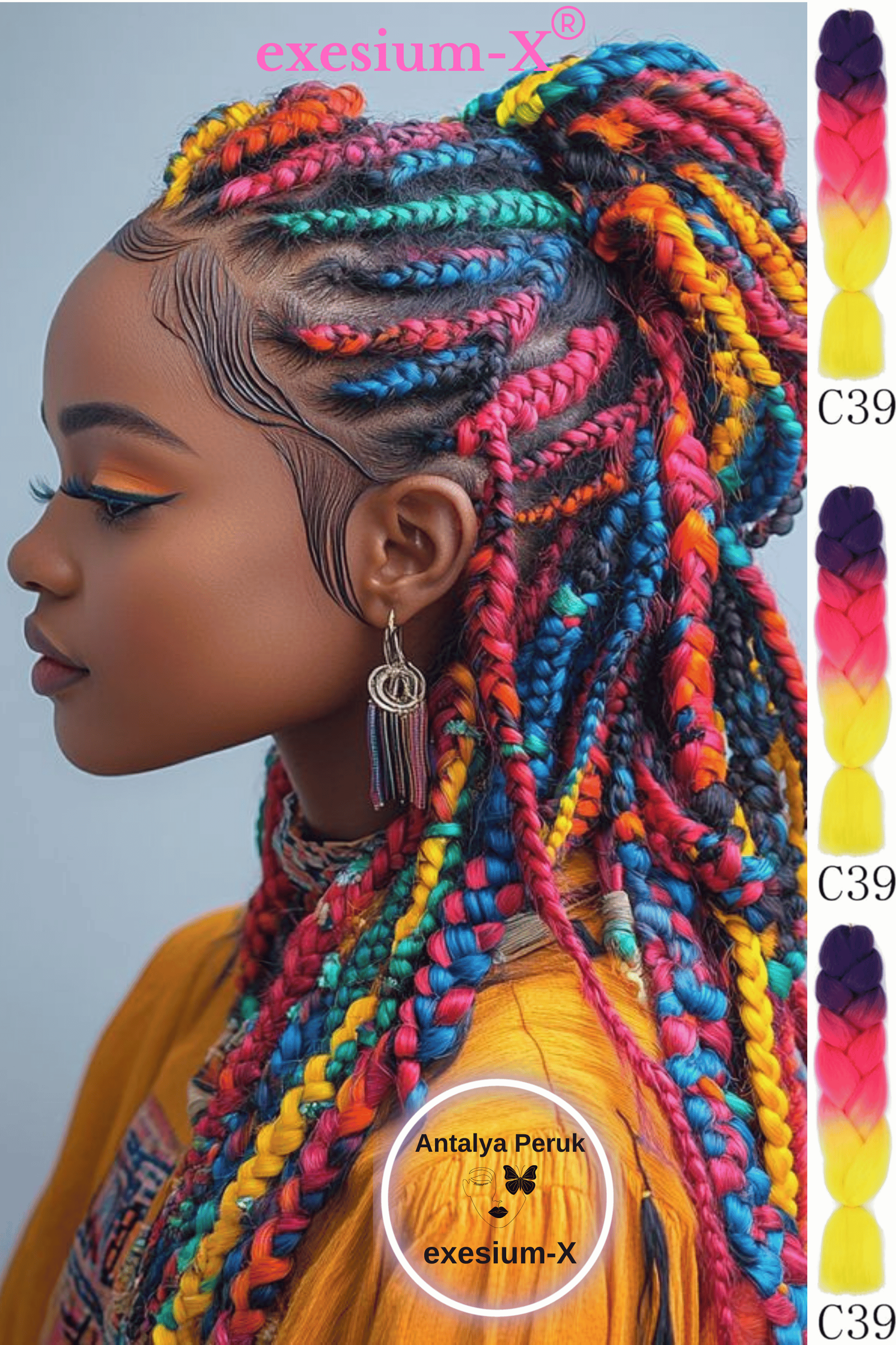 Afrika Örgüsü ve Rasta İçin Sentetik Saç 100Gr C39