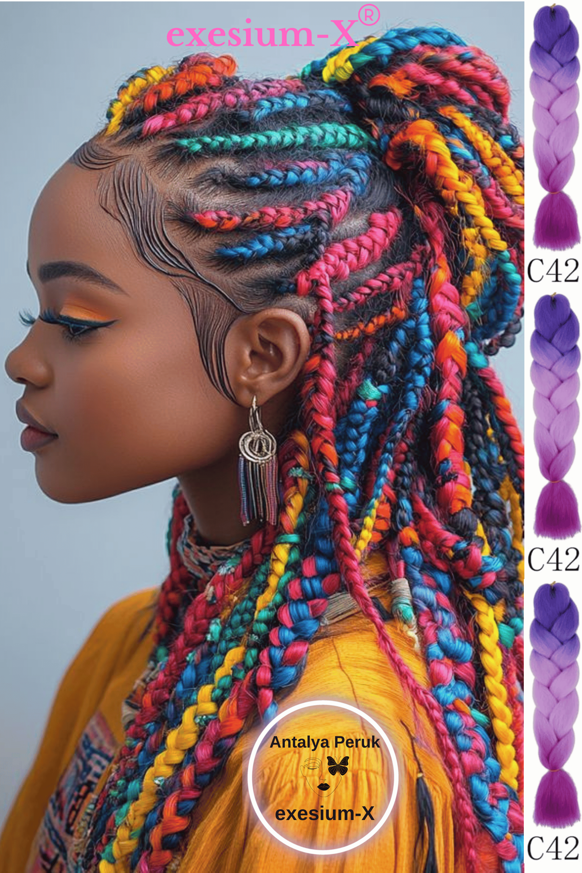 Afrika Örgüsü ve Rasta İçin Sentetik Saç 100Gr C42