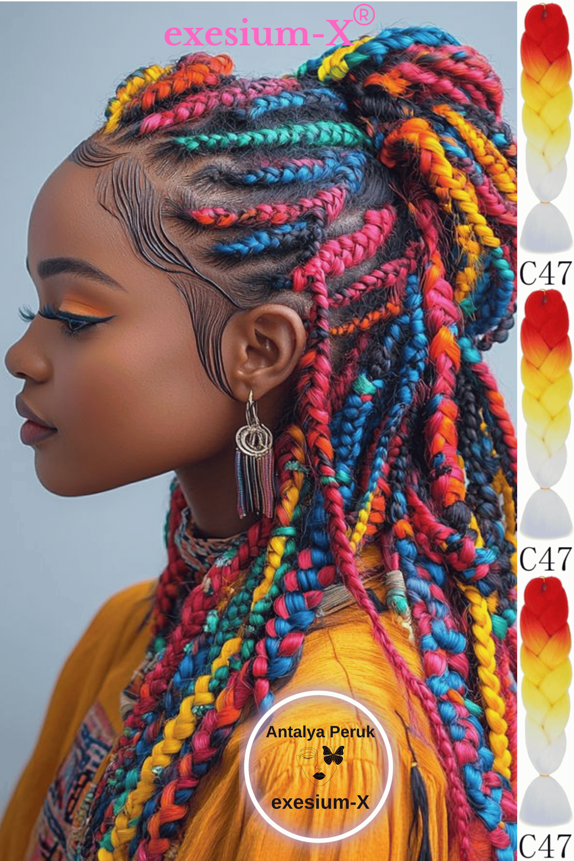 Afrika Örgüsü ve Rasta İçin Sentetik Saç 100Gr C47