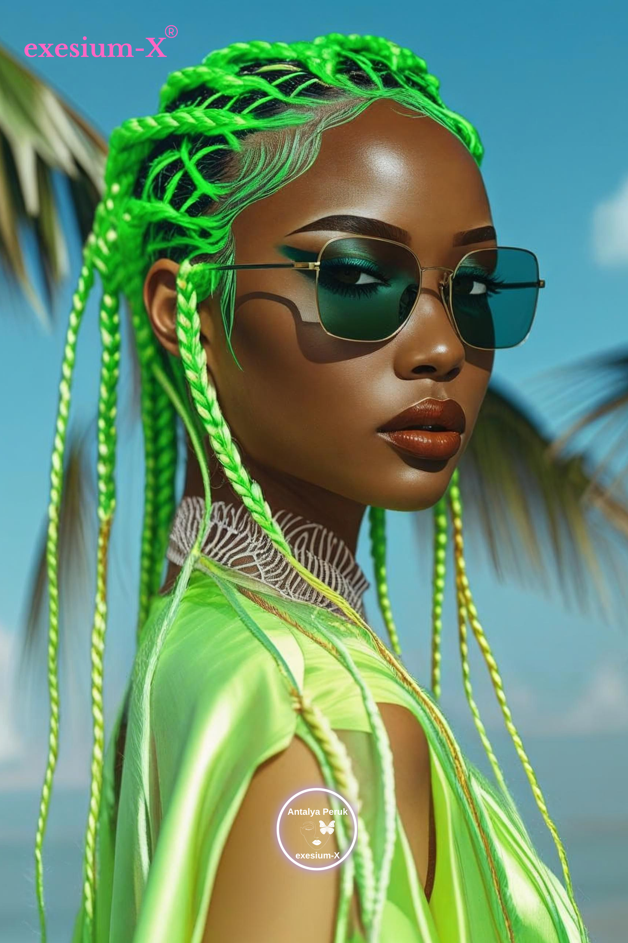 Afrika Örgüsü ve Rasta İçin Sentetik Saç NEON YEŞİL #GREEN2