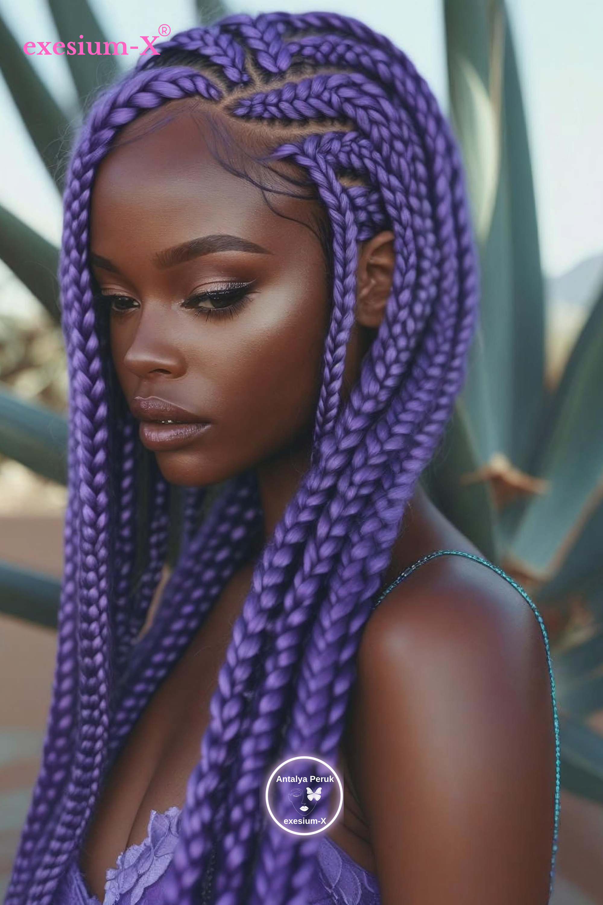 Afrika Örgüsü ve Rasta İçin Sentetik Saç ORTA MOR #PURPLE2