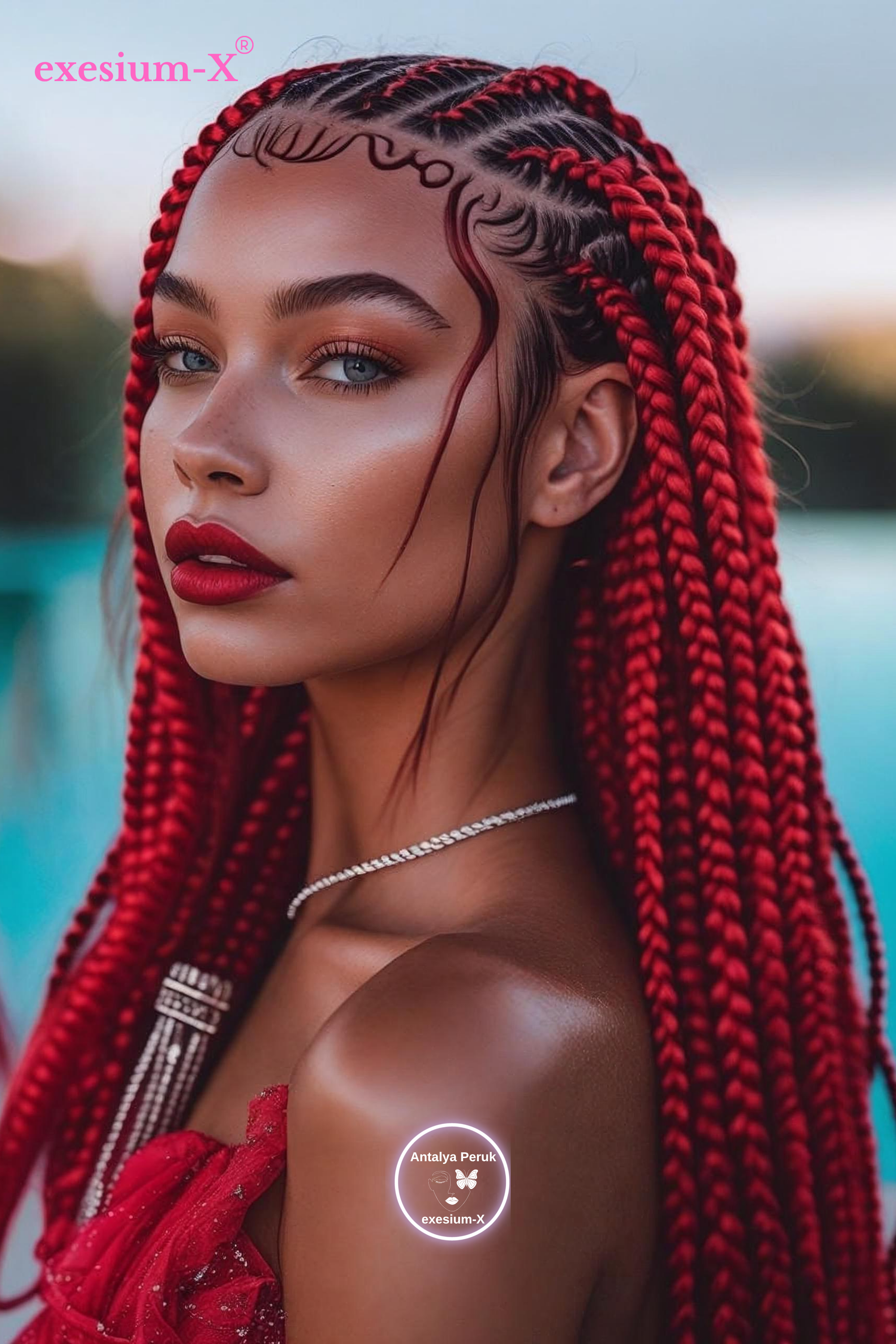 Afrika Örgüsü ve Rasta İçin Sentetik Saç KIRMIZI #RED